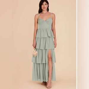 Birdy Grey Green Ruffled Sweetheart Maxi Dress